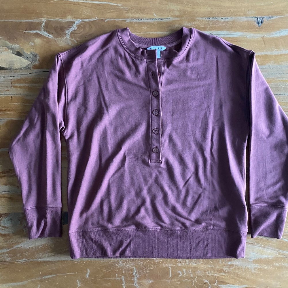 ATHLETA WOMEN'S TAWNY ROSE LONG SLEEVE BALANCE HENLEY SWEATSHIRT Sz M NWOT